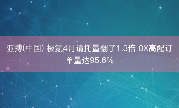 亚搏(中国) 极氪4月请托量翻了1.3倍 8X高配订单量达95.6%