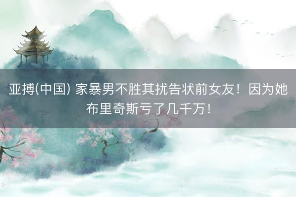 亚搏(中国) 家暴男不胜其扰告状前女友！因为她布里奇斯亏了几千万！