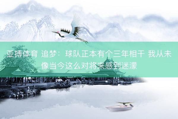 亚搏体育 追梦：球队正本有个三年相干 我从未像当今这么对将来感到迷濛