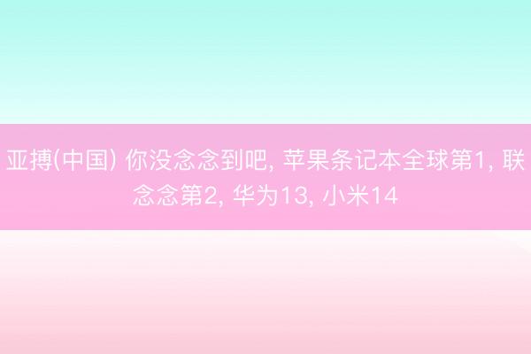 亚搏(中国) 你没念念到吧， 苹果条记本全球第1， 联念念第2， 华为13， 小米14