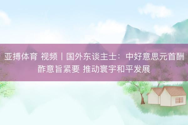 亚搏体育 视频丨国外东谈主士：中好意思元首酬酢意旨紧要 推动寰宇和平发展