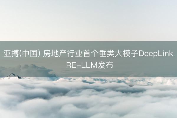 亚搏(中国) 房地产行业首个垂类大模子DeepLink RE-LLM发布