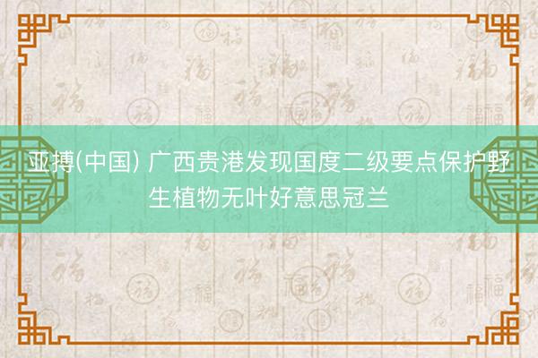 亚搏(中国) 广西贵港发现国度二级要点保护野生植物无叶好意思冠兰