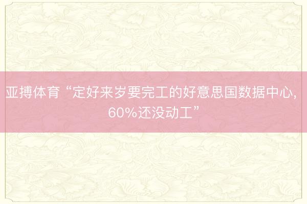 亚搏体育 “定好来岁要完工的好意思国数据中心， 60%还没动工”