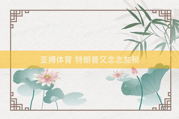 亚搏体育 特朗普又念念加税