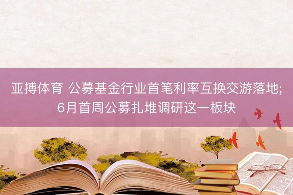 亚搏体育 公募基金行业首笔利率互换交游落地;6月首周公募扎堆调研这一板块