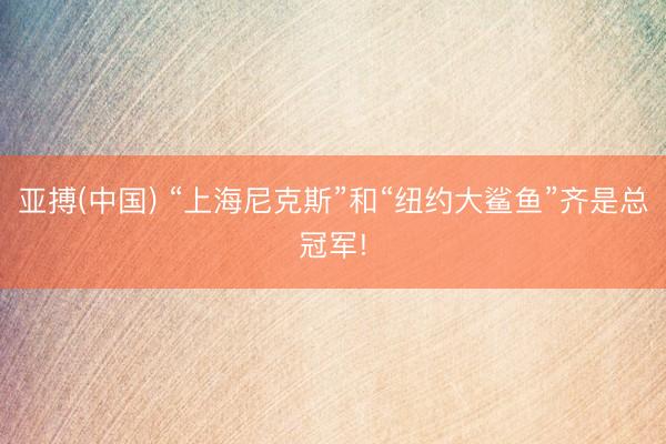 亚搏(中国) “上海尼克斯”和“纽约大鲨鱼”齐是总冠军!