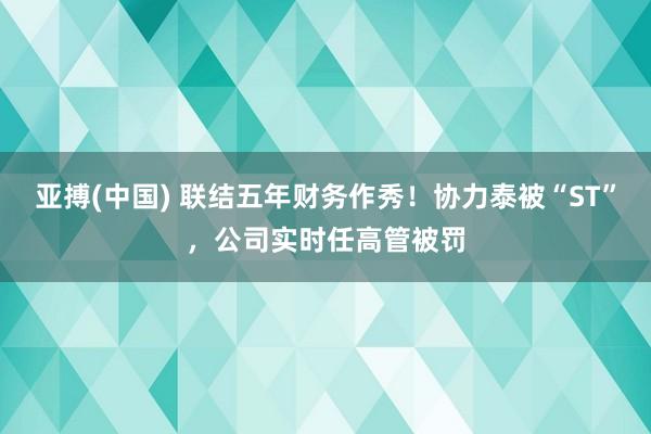 亚搏(中国) 联结五年财务作秀!协力泰被“ST”,公司实时任高管被罚